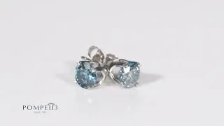 Lab Grown Blue Diamond Studs in 14k White Gold by Pompeii3