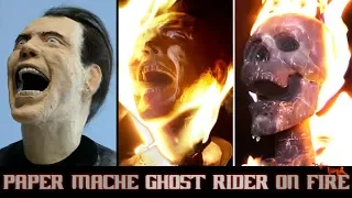Burning Paper Mache Ghost Rider/ Nicolas Cage Sculpture Timelapse