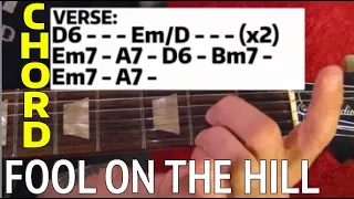 Fool On The Hill by The Beatles - Guitar Lesson WITH TABS AND CHORD CHARTS