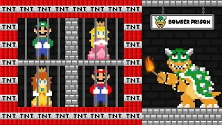 Mario, Luigi, Peach and Daisy Prison escape Bowser Jail maze | Game Animation