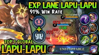 Supreme 1 Lapu Lapu!! 91% Win Rate - Top 1 Global Lapu-Lapu Build 2024 - Mobile Legends