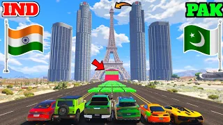 GTA 5 INDIAN CARS VS PAKISTAN CARS VS SUPER CARS JUMPING CHALLENGE | Gta 5 Gameplay