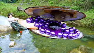 😱Only giant clams growing in mountain springs can breed such high-quality and charming purple pearls