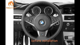 MEWANT--- for BMW 5 Series E60 E61 2007-2010 Hand Stitch Steering Wheel Cover Installations