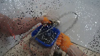 Прочистка 50mm трубы канализации с помощью воды и троса