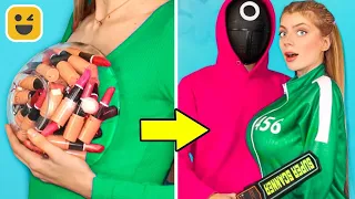 Weird Ways to Sneak Makeup in Squid Game! Funny Situations & DIY Ideas by Mr Degree