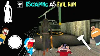 Evil Nun Banke Kiya Helicopter Escape | Escaping As Evil Nun With Doraemon & Friends In Granny 2