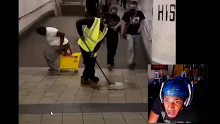 Homeless Man In Subway Shits In a City Workers Mop Bucket Reaction | WOW