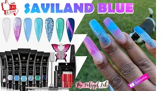 SAVILAND BLUE POLYGEL NAIL KIT | DIY NAILS AT HOME | BLUE GALAXY NAILS | WATCH ME WORK!