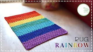 How to crochet a very easy Rainbow Rug 🌈