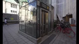 Sweden, Stockholm, Odenplan train station, 3X SMW elevator - going down to platform level