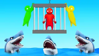 We literally got attacked by sharks… (Gang Beasts)