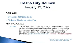 Fresno City Council Meeting 1/13/22