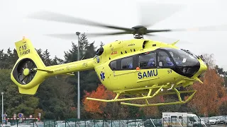 New 5 blades rotor 🚁 Samu 59 Airbus Helicopters H145 F-HNOR landing at Lille hospital