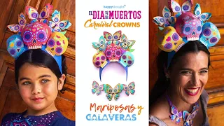 Make a Day of the Dead sugar skull headdress. Printable DIY carnival crown templates by Happythought