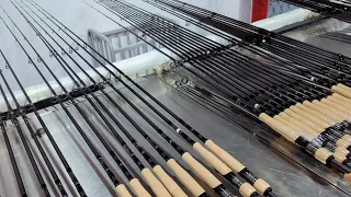 Process of making lure fishing rod. A fishing pole production factory.