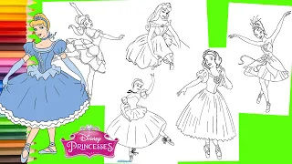 Coloring Pages Disney Princess Ballet Costume Belle Cinderella Snow White Aurora