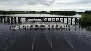 38 Person Barefoot Line - Drone 1 Angle