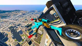 GTA 5 Spiderman Ragdolls Jumps/Fails Compilation With GTA AMAZING Part 19 (Crazy Ragdolls)