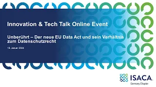 Innovation & Tech Talk Online Event – Der neue EU Data Act und sein Verhältnis zum Datenschutz