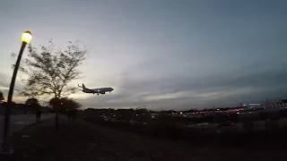 Plane spotting 2 planes near LGA LaGuardia Airport at Planeview Park during sunset