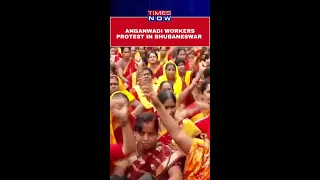 Anganwadi Workers Protest In Bhubaneswar, Demand Govt Employee Status & Salary Hike #shorts
