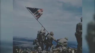 Rare Color Film of Iwo Jima Flag Raising in 1945 by Sgt Genaust [#Upscaled #1080p #60FPS]