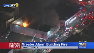 LAFD Battles Greater Alarm Fire At DTLA Structure