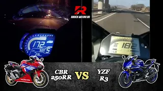 cbr 250rr vs yzf R3.stock top speed acceleration.test . #bikelovers #bikeloversbikers #rider #beast