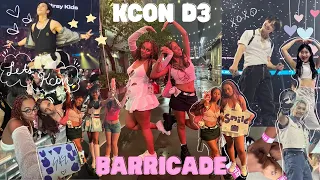 KCON LA day 3 vlog | GA camping & barricade, interactions w/t Stray Kids, Itzy, The Boyz, (G)-idle