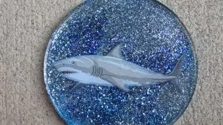 Shark Glitter Coasters For Shark Week!  Another Coaster Friday!