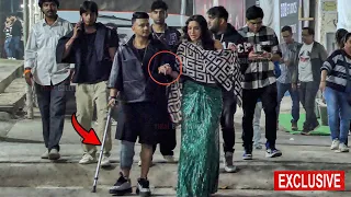 Exclusive - Gauahar Khan Taking Care Of Injured Devar Awez Darbar At Jhalak Dikhhla Jaa Set