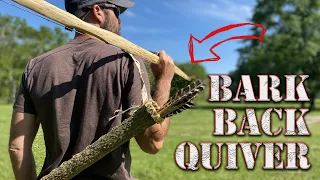 How to make a primitive ARROW QUIVER from Tree Bark - bushcraft style