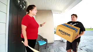 he got caught STEALING packages..