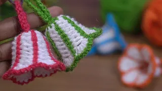 Wow!!! beautiful🥰Crochet knitting flower keychain/Çok kolay tığ işi keychain/ crochet bell keyring