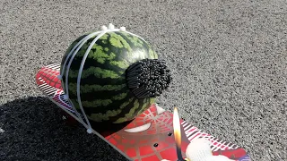 Watermelon Jet Skateboard - Super Shockwave Experiments! 10000 Sparklers VS Watermelon !