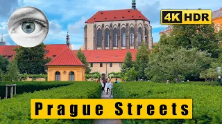 Czech Republic Prague streets 4k walk: Pasáž Světozor - Franciscan Gardens - Vltava 🇨🇿 HDR ASMR