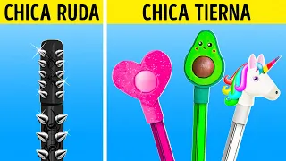 Chica tierna vs chica ruda Manualidades Escolares 😈👼 Buenas vs Malas Técnicas Escolares