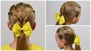 HOW TO: Spider Web or Net - Elastic Hairstyle ❀ Everyday hairstyle for girls #58