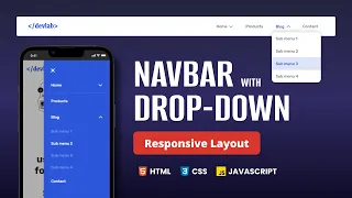 How to create Responsive Dropdown NavBar using HTML CSS JS | DevLab