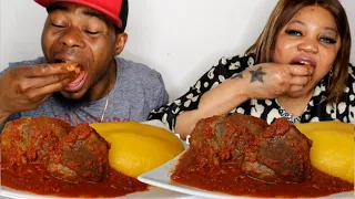 Asmr Speed Eating Starch Fufu And Goat Meat Peppersoup Challenge | African Food Mukbang | Germany