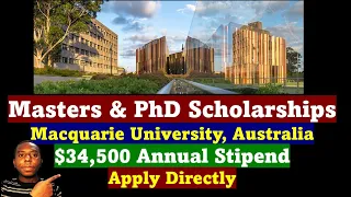 Australia: Fully Funded MSc and PhD Scholarship with $34,500 Stipend