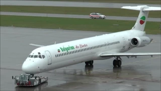 [HD] Bulgarian MD-82 pushback, JT8D engine start & takeoff at ZRH - 29/03/2015