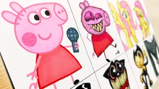 Drawing FRIDAY NIGHT FUNKIN'-Peppa Pig.EXE/Fluttershy/Cartoon Cat/Bendy/Transformation Characters#5