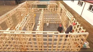 Incredible Fastest Wooden House Construction Method - Amazing Intelligent Log House Building Process