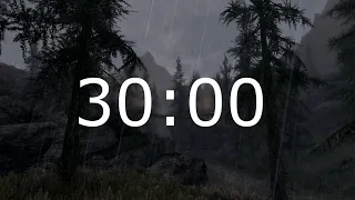 pomodoro 30 minutes 4 breaks with light rain for studying, working, relaxing, and sleeping