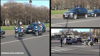 des motards de la police escortent des corteges VIP a Paris