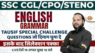 SSC CGL/CPO/STENO English | English Grammar Important QUESTIONS | English By Tausif Sir