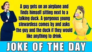 Joke of the day 🤣: a guy gets on airplane and finds himself sitting next to a talking duck 🤣 #jokes