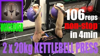 106reps kettlebell press 20kg kettlebells non stop in 4min by Denis Vasilev